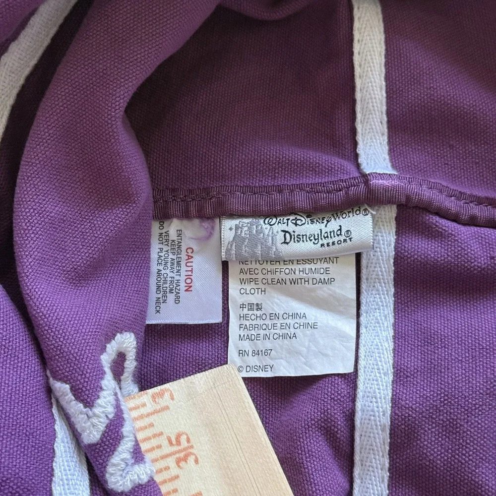Vintage Disney World Mickey Mouse Silhouette Embroidered Canvas Tote‎ Bag Purple